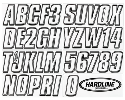 Hardline Boat Lettering Registration Kit 3 in. - 800 Transparent Clear/Black - 800CLBLK