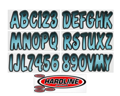 Hardline Boat Lettering Registration Kit 3 in. - 200 BabyBlue/Black - BJBKG200