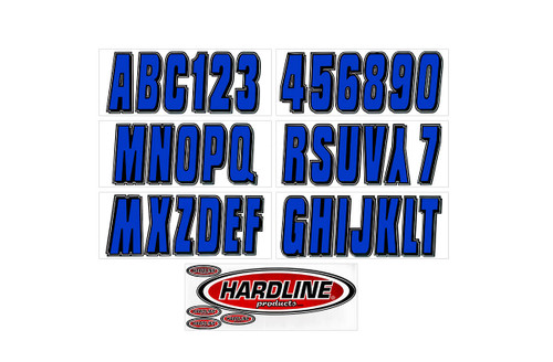 Hardline Boat Lettering Registration Kit 3 in. - 320 Blue/Black - BLBLK320