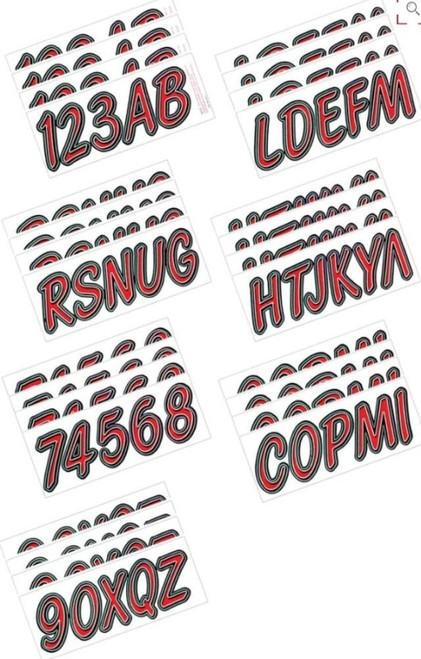 Hardline Boat Lettering Registration Kit 3 in. - 400 Dark Red/Black - DGBKG400 User 1