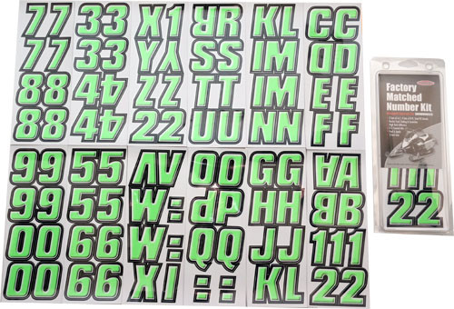 Hardline Snowmobile Lettering Registration Kit 2 in. - 500 Kiwi Green/Black - KIBLK500