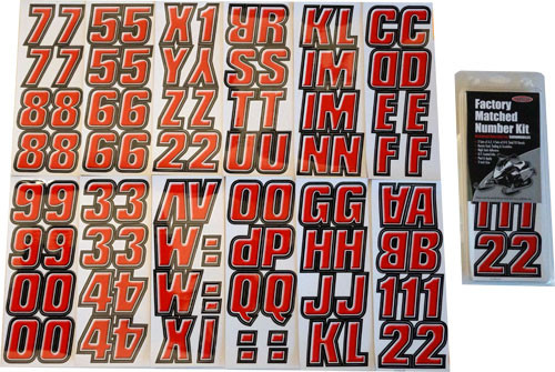 Hardline Snowmobile Lettering Registration Kit 2 in. - 500 Red/Black - REBLK500