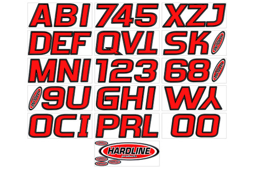Hardline Boat Lettering Registration Kit 3 in. - 700 Red/Black - REBLK700
