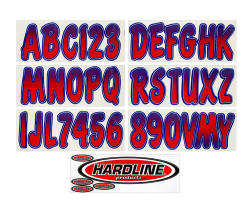 Hardline Boat Lettering Registration Kit 3 in. - 200 Red/Purple - REPUG200