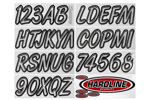 Hardline Boat Lettering Registration Kit 3 in. - 400 Silver/Black - SIBKG400