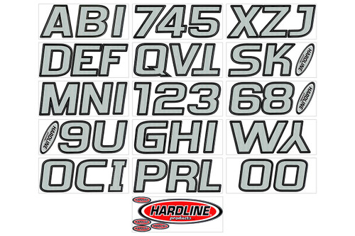 Hardline Boat Lettering Registration Kit 3 in. - 700 Silver/Black - SIBLK700