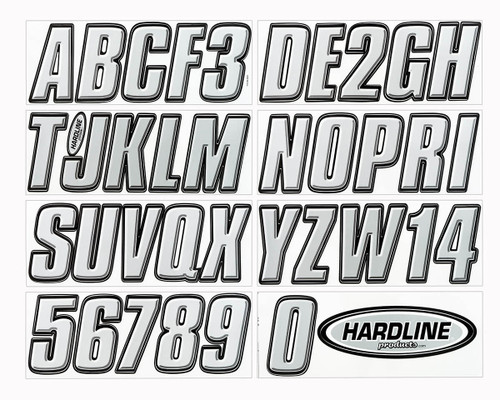 Hardline Boat Lettering Registration Kit 3 in. - 800 Silver/Black - SIBLK800