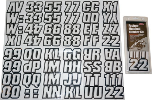 Hardline Snowmobile Lettering Registration Kit 2 in. - 500 White /Black - WHBLK500