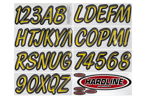Hardline Boat Lettering Registration Kit 3 in. - 400 Yellow/Black - YEBKG400