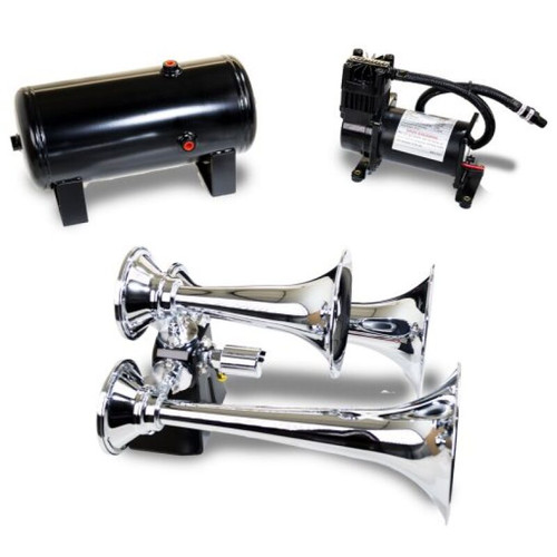 Kleinn Triple Chrome Horn Kit w/ 150 PSI Air Compressor / 1.5 gal Air Tank - HK6 Photo - Primary