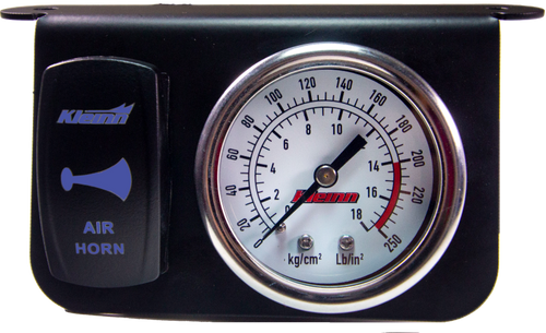 Kleinn Panel mounted 160 PSI gauge w/ an illuminated BLUE Momentary rocker switch - 1303B Photo - Primary