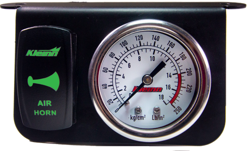 Kleinn Panel Mounted 160 PSI Gauge w/ an Illuminated GREEN Momentary Rocker Switch - 1303G Photo - Primary
