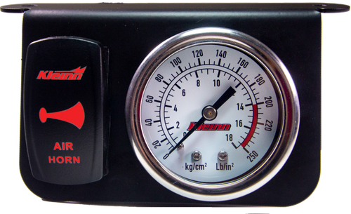 Kleinn Panel Mounted 160 PSI Gauge w/ an Illuminated RED Momentary Rocker Switch - 1303R Photo - Primary