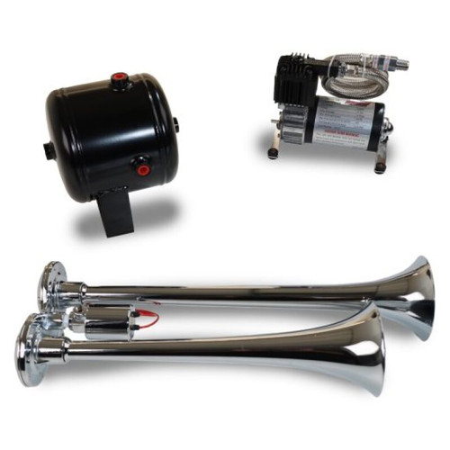 Kleinn Dual Chrome Horn Kit w/ 120 PSI Air Compressor / 0.5 gal Air Tank - HK2 Photo - Primary