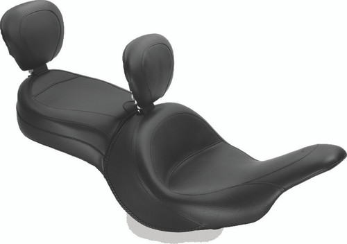 Mustang 11-19 Kawasaki Vulcan 1700, Vaquero Std Touring 1PC Seat w/Driver and Pass Backrest - Black Photo - Primary