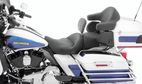 Mustang 08-21 Harley Electra Glide,Rd King,Str Glide Touring Heated 1PC Seat w/Driver Backrest-Black Photo - Primary