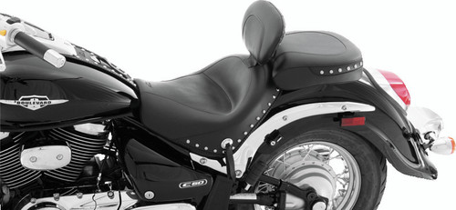 Mustang 09-21 Suzuki Boulevard C50/C50T Standard Touring 2PC Seat w/Driver Backrest w/Studs - Black Photo - Primary Mustang 09-21 Suzuki Boulevard C50/C50T Standard Touring 2PC Seat w/Driver Backrest w/Studs - Black Photo - Primary