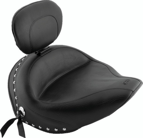 Mustang 06-15 Yamaha Roadliner, Stratoliner Wide Touring Solo Seat w/Driver Backrest Studs - Black Photo - Primary