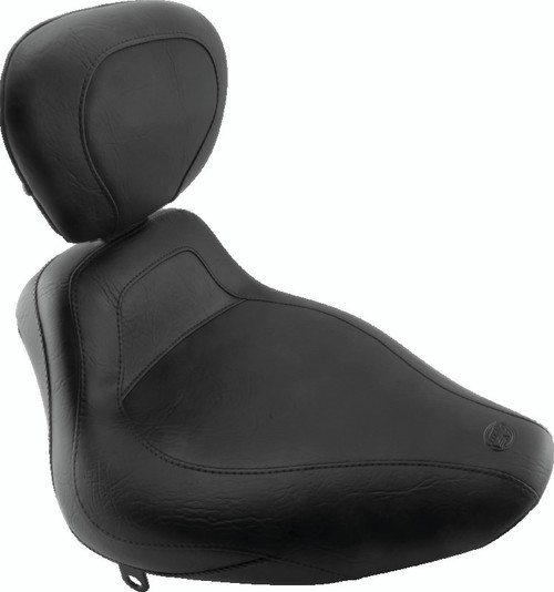 Mustang 84-06 Harley Standard Rear Tire Harley Sport Touring Solo Seat w/Driver Backrest - Black Photo - Primary