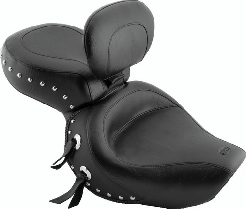 Mustang 00-08 Honda VT1100 Sabre,97-08 Spirit,87-97 Shadow Wide Touring 1PC Seat w/Studs - Black Photo - Primary