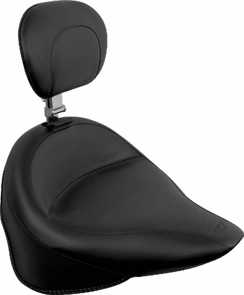 Mustang 84-06 Harley Standard Rear Tire Wide Touring Vintage Solo Seat w/Driver Backrest - Black Photo - Primary