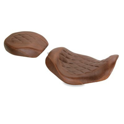 Mustang 06-17 Harley Dyna Wide Tripper Forward Passenger Seat Diamond Stitch - Distressed Brown User 1