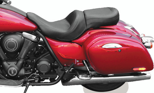 Mustang 82-03 Harley Sportster Wide Touring Solo Seat w/Driver Backrest Studs - Black Photo - Primary Mustang 82-03 Harley Sportster Wide Touring Solo Seat w/Driver Backrest Studs - Black Photo - Primary