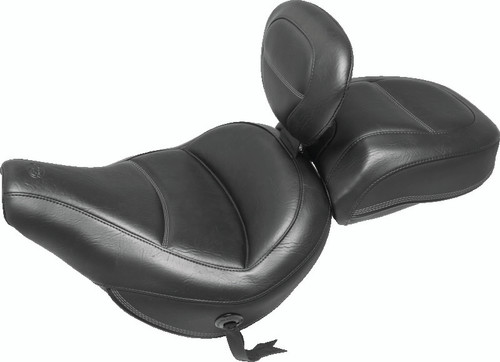 Mustang 18-21 Harley Heritage Classic Standard Deluxe Touring Solo Seat w/Driver Backrest - Black Photo - Primary