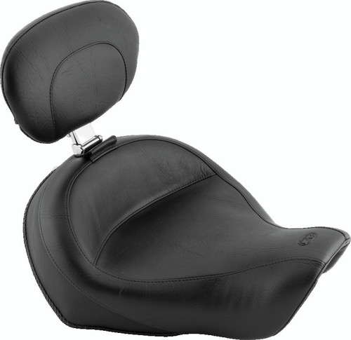 Mustang 06-17 Harley Dyna Wide Touring Solo Seat w/ Driver Backrest - Black Photo - Primary