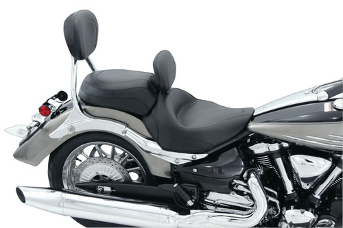 Mustang 06-15 Yamaha Roadliner, Stratoliner Wide Touring Solo Seat w/ Driver Backrest - Black Photo - Primary