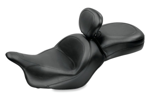 Mustang 09-13 Kawasaki Vulcan 1700 Classic Std Touring 1PC Seat w/Driver Backrest - Black Photo - Primary