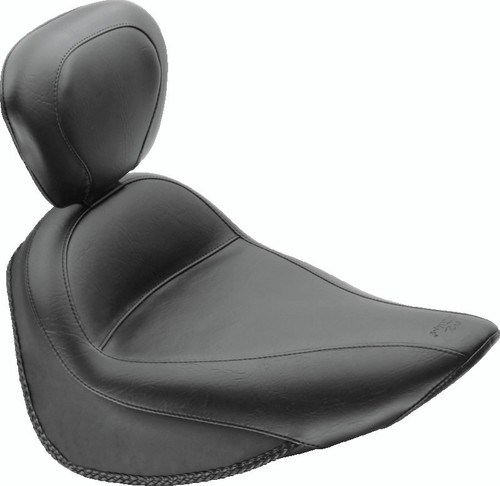 Mustang 84-06 Harley Standard Rear Tire Standard Touring Solo Seat w/Driver Backrest - Black Photo - Primary