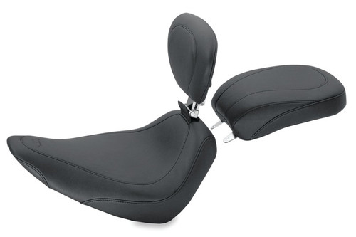 Mustang 84-06 Harley Standard Rear Tire Wide Tripper Solo Seat w/Driver Backrest - Black Photo - Primary