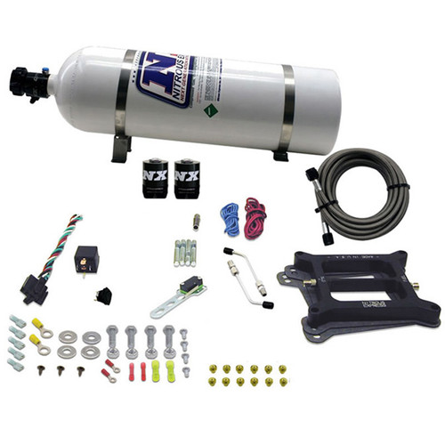 Nitrous Express 4150 4-BBL/Gasoline Nitrous Kit (50-300HP) w/15lb Bottle - 30040-15