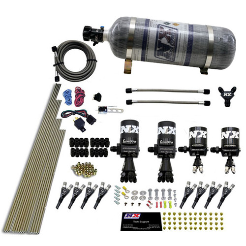 Nitrous Express 8 Cyl Shark Direct Port 4 Solenoids Nitrous Kit (200-600HP) w/Composite Bottle - 90506-12