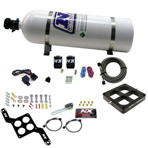 Nitrous Express Dry Dual Stage Billet Crossbar Plate System 100-1000hp (4500 Flange) w/15lb Bottle - 66247-15 Photo - Primary