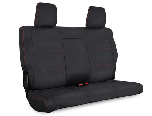 PRP 07-10 Jeep Wrangler JK Rear Seat Covers/2 door - Black with Red Stitching Photo - Primary