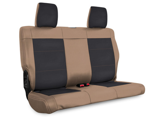 PRP 07-10 Jeep Wrangler JK Rear Seat Covers/2 door - Black/Tan Photo - Primary