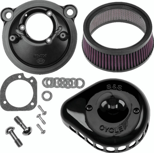 S&S Cycle 2007+ XL Sportster Models Stealth Air Cleaner Kit w/ Gloss Black Mini Teardrop Cover - 170-0440C Photo - Primary