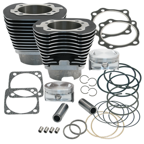 S&S Cycle 99-06 BT 4 1/8in Bore Cylinder & Piston Kit Early Production T111 Engines - Wrinkle Black - 910-0277 User 1