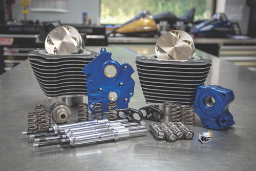 S&S Cycle 2017+ M8 Models 128in Power Pack w/ Chrome Pushrod Tubes - Wrinkle Blk w/ Highlight - 310-1103B Photo - Primary