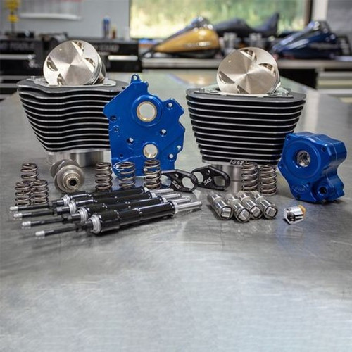 S&S Cycle 2017+ M8 124in CI Oil Cooled Power Pack w/ Black Pushrod Tubes w/ Highlight - 310-1056B Photo - Primary