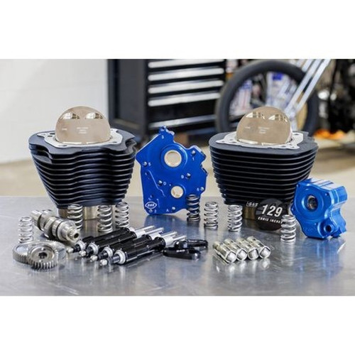 S&S Cycle 2017+ M8 129in Power Pack w/ Black Pushrod Tubes & Gear Drive Cam - Black w/o Highlight - 310-1228 Photo - Primary