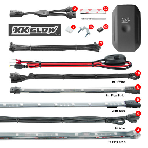 XK Glow Strip Million Color XKCHROME App Undercar Kit (8x24In Tube + 6x10In Strip + 4x36In) User 1