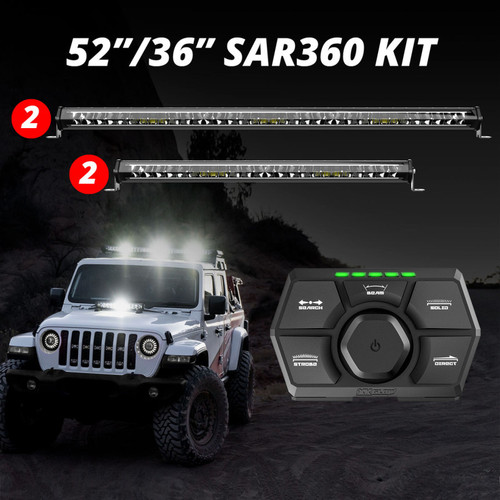 XK Glow SAR360 Light Bar Kit Emergency Search and Rescue Light System White (2)52In (2)36In User 1