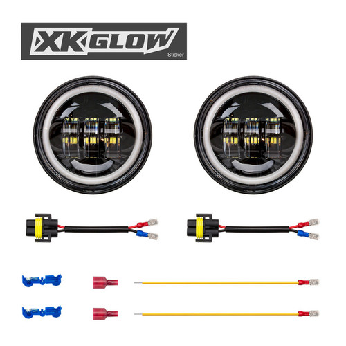 XK Glow Black 2pc. Motorcycle Driving Lights w/ Amber Halo User 1