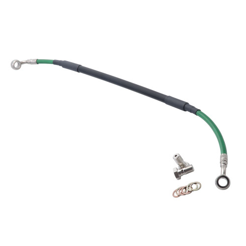 KAWASAKI KX250 19 Tusk Rear Motorcycle Steel Braided Brake Line Standard Length Green
