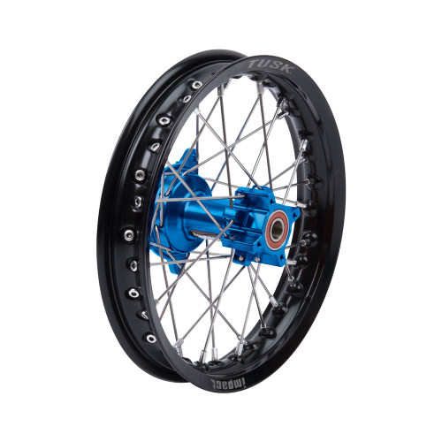YAMAHA YZ65 18 Tusk Impact Complete Wheel - Rear 12 x 1.60 Black Rim/Silver Spoke/Blue Hub