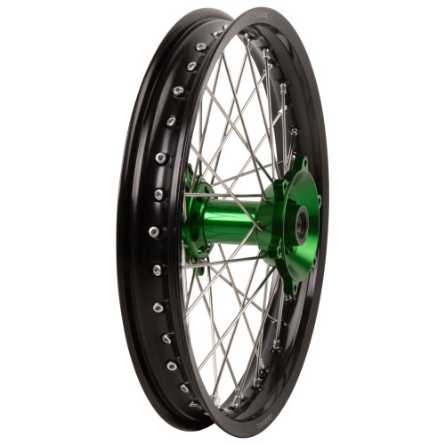 KAWASAKI KX125 03-05 Tusk Impact Complete Wheel - Rear 19 x 2.15 Black Rim/Silver Spoke/Green Hub
