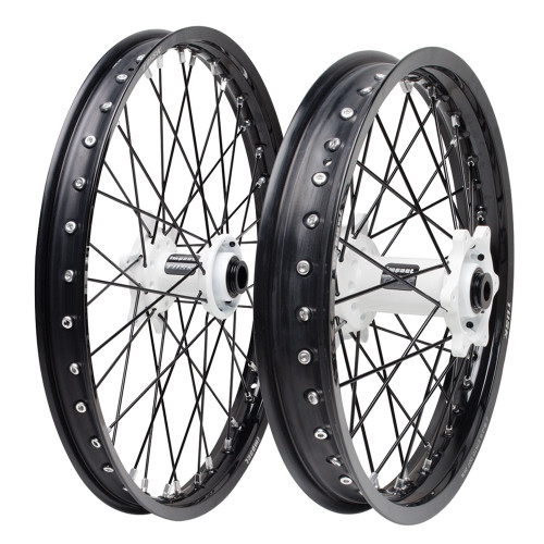 HONDA CRF250R 14-25 Tusk Impact Complete Front and Rear Wheel 1.60 x 21 / 2.15 x 18 Black Rim/Black Spoke/White Hub